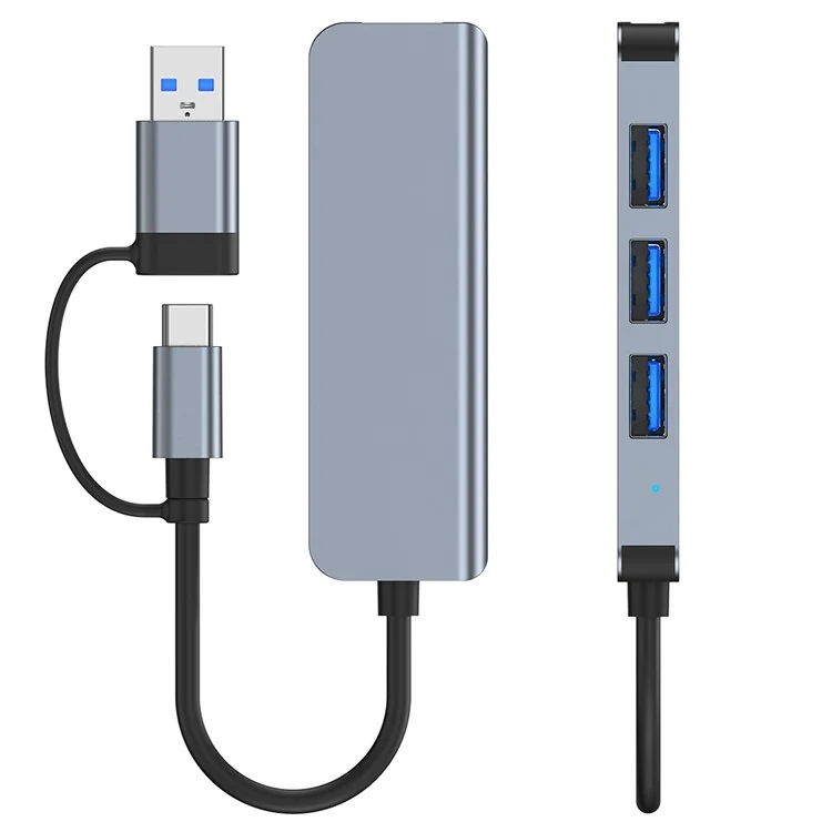 Splitter USB3.0/Type-C 4 porte USB3.0 Hub USB 4-in-1 Adattatore per telefono, laptop e computer 