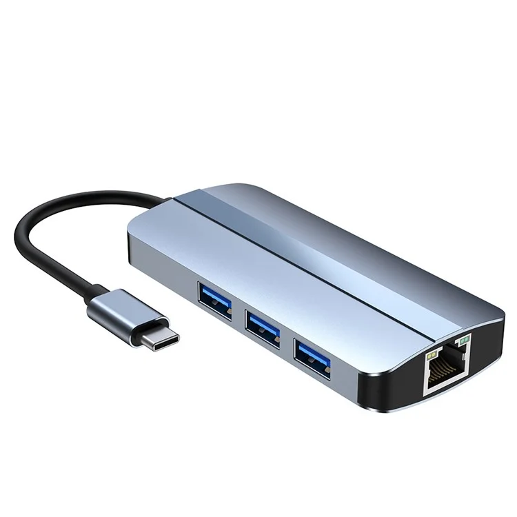 Adaptador de Cubo USB 3.0 de Várias Portas 6 em 1 Estação de Ancoragem do USB3.0 Extender Tipo-c Com 3 x USB 3.0
