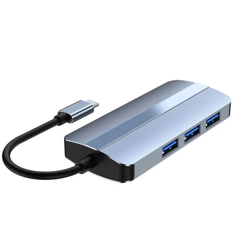 Adaptador de Cubo USB 3.0 de Várias Portas 6 em 1 Estação de Ancoragem do USB3.0 Extender Tipo-c Com 3 x USB 3.0