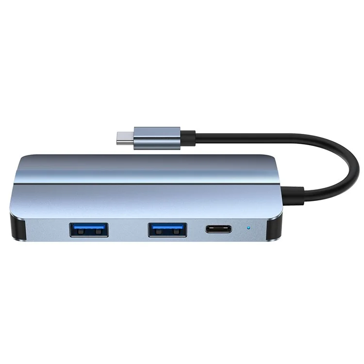 2106 Station D'amarrage de Type-C Adaptateur USB Portable Adaptateur Multi-Port 7-en-1 USB-C à HD 4K / 30Hz, PD 100W, VGA 1080P, USB3.0, USB2.0