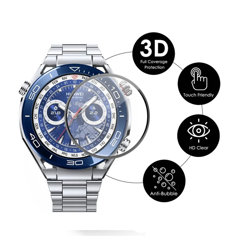 ENKAY HAT PRINCE Protecteur d'écran de montre HD Clear pour Huawei Watch Ultimate, Film de couverture complète 3D incurvé en PC souple + PMMA 