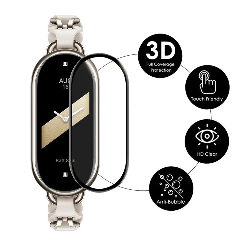 ENKAY SOMBRERO PRÍNCIPE 5Pcs / Juego para Xiaomi Smart Band 8 Protector de Pantalla 3D Curvo Película Protectora de PC Suave+PMMA Cobertura Completa 
