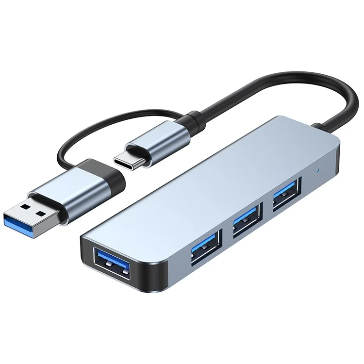 2013TU 4-Port Adapter Multifunction USB 3.0+Type-C Hub to USB 3.0+3xUSB 2.0 for Laptop Computers Cellphones