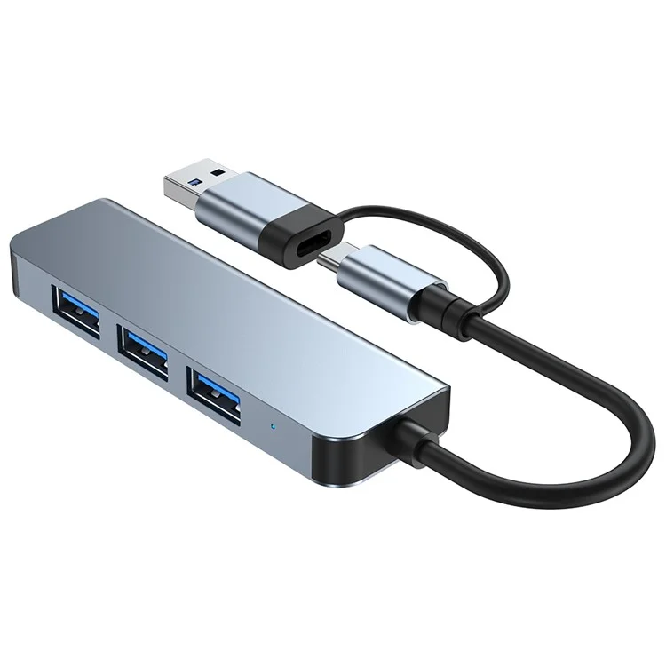 2013TU 4-Port Adapter Multifunction USB 3.0+Type-C Hub to USB 3.0+3xUSB 2.0 for Laptop Computers Cellphones