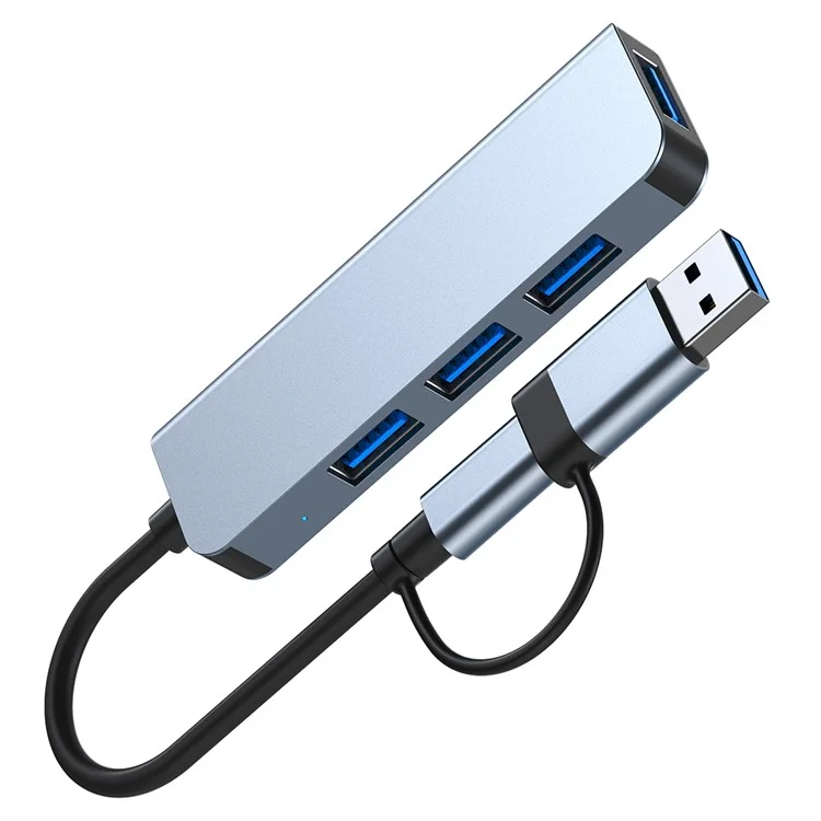 2013TU 4-Port Adapter Multifunction USB 3.0+Type-C Hub to USB 3.0+3xUSB 2.0 for Laptop Computers Cellphones