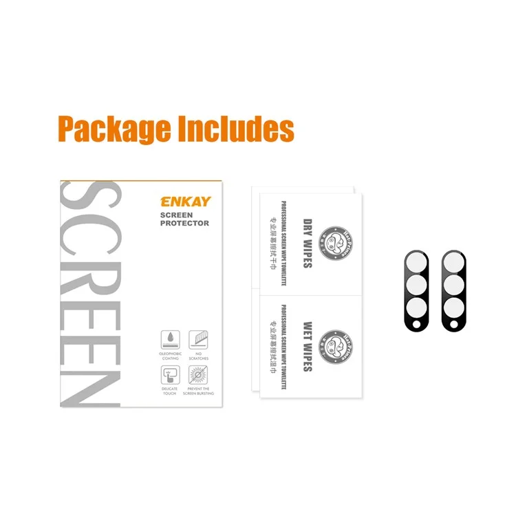 ENKAY HAT PRINCE 2Pcs Clear Lens Fim for Samsung Galaxy A24 4G (162.1 x 77.6 x 8.3mm) Tempered Glass Camera Lens Protector - Black