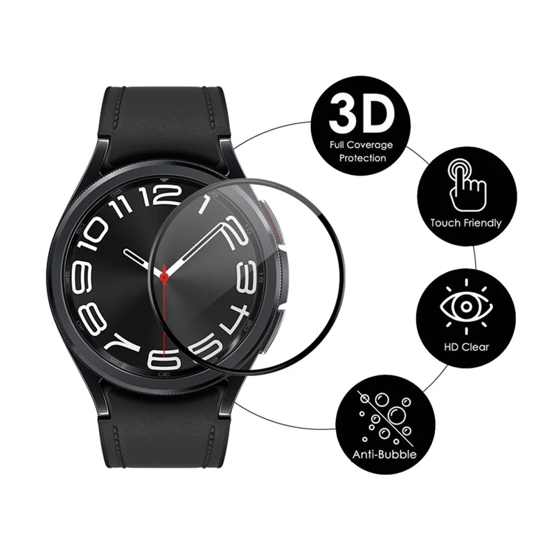 ENKAY HAT PRINCE 5Pcs PMMA Screen Film per Samsung Galaxy Watch6 Classic 43mm 3D Curved Soft PC Edge Full Screen Protector