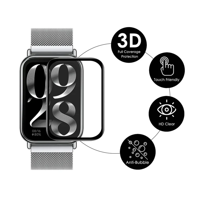 ENKAY HAT PRINCE 5Pcs Screen Protector per Xiaomi Smart Band 8 Pro, Bordo in PC morbido + Film protettivo 3D curvo in PMMA Full Cover