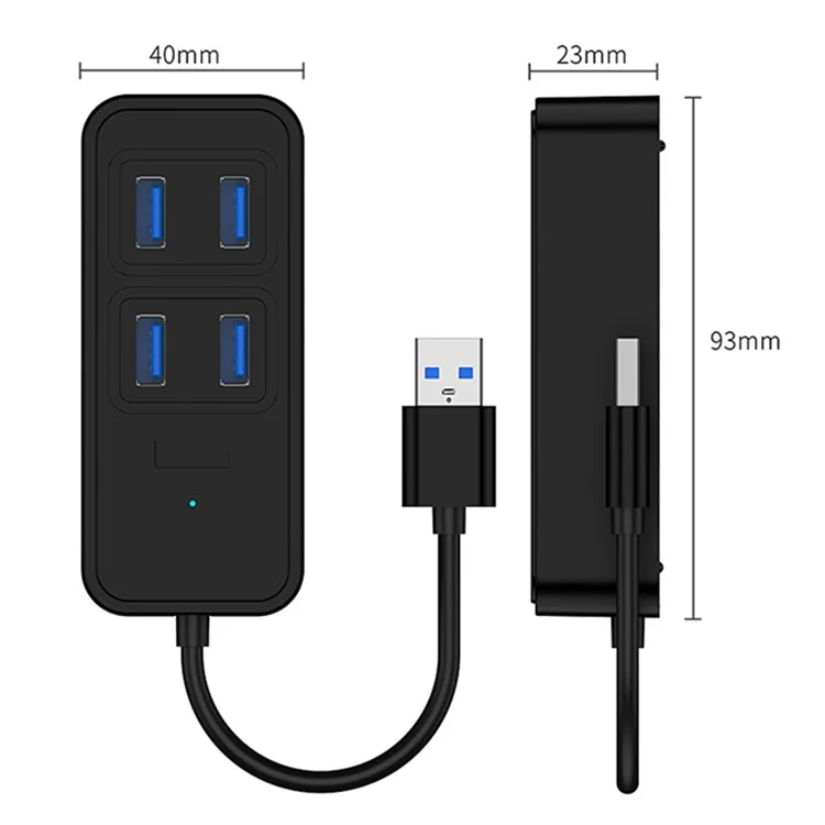 1901U 5-in-1 Portable USB Hub Adapter USB-A Docking Station USB Male to USB3.0*4+DC 5W Converter (No CE)