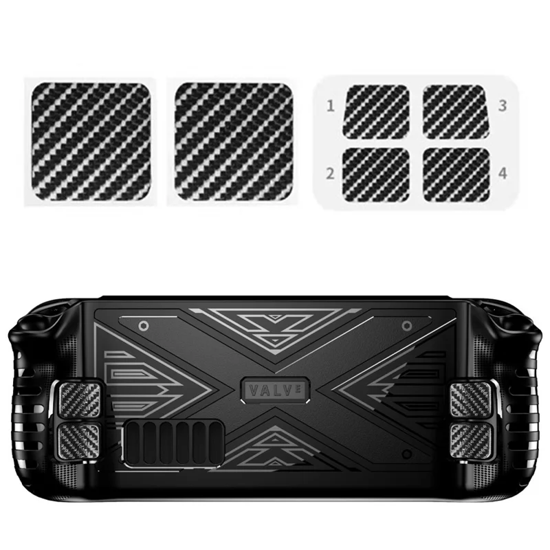 6 Piezas / Conjunto para la Consola de Juegos Steam Deck Pegatina Protectora de Fibra de Carbono con Patrón PVC