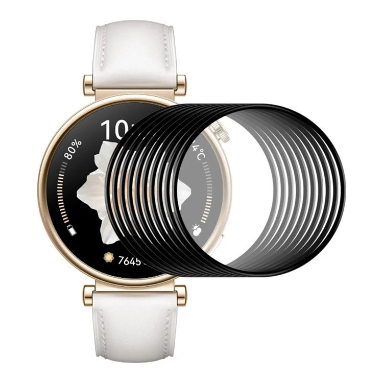 ENKAY HAT PRINCE Paquete de 10 protectores de pantalla PMMA para Huawei Watch GT 4 de 41 mm, con borde de PC curvo 3D y protección completa
