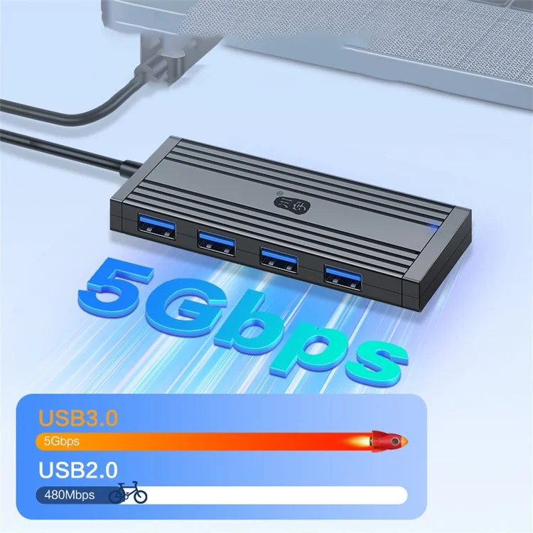 KAWAU H305-120 High Speed 4-Port USB-Hub USB 3.0 Splitter Expander für Laptop, Flash-Laufwerk, Tastatur