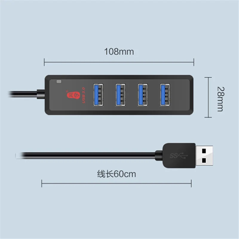 Kawau H302 60 cm Adaptador USB de Alta Velocidad 4 Usb3.0+estación de Acoplamiento de Puerto de Carga Tipo-c