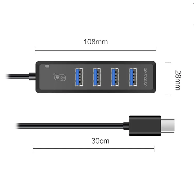 KAWAU H302pro Station d'accueil 30cm USB-C 10Gbps Concentrateur haute vitesse 4 USB3.2 G2 avec port de charge de type C