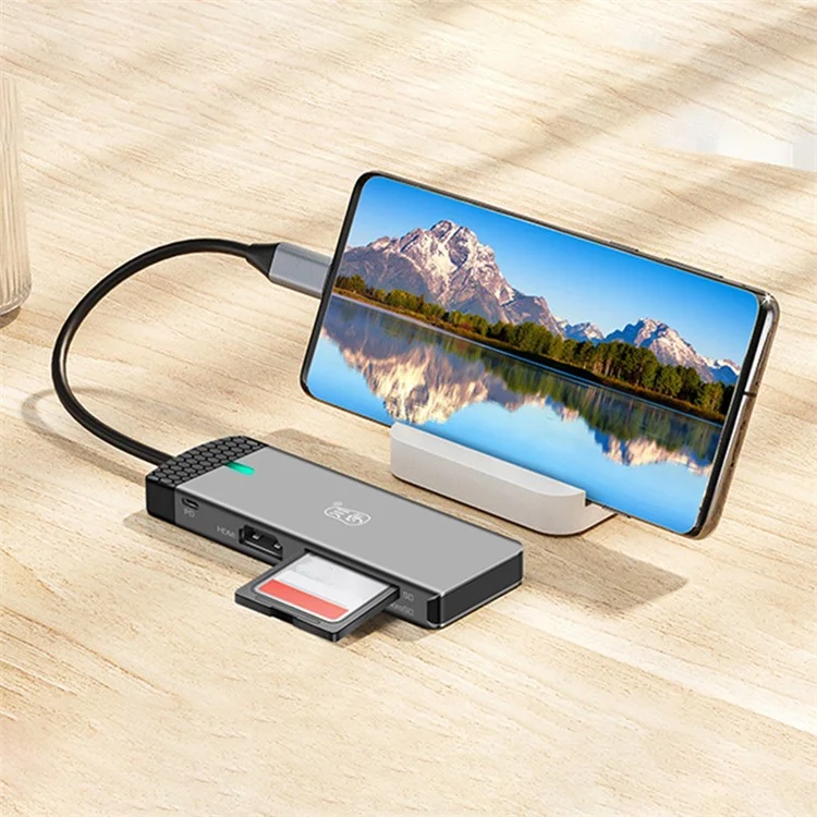 KAWAU H352 15cm Type-C Hub Adattatore USB-C Stazione di Aggancio con HD+2 USB3.0+Type-C+PD3.0+Porte SD/TF