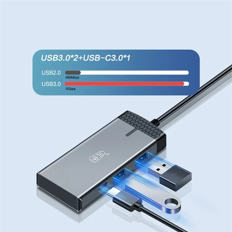 KAWAU H352 15cm Adaptateur Hub Type-C Station D'accueil USB-C Avec hd + 2 Usb3.0 + Type-C + Pd3.0 + sd / Ports TF