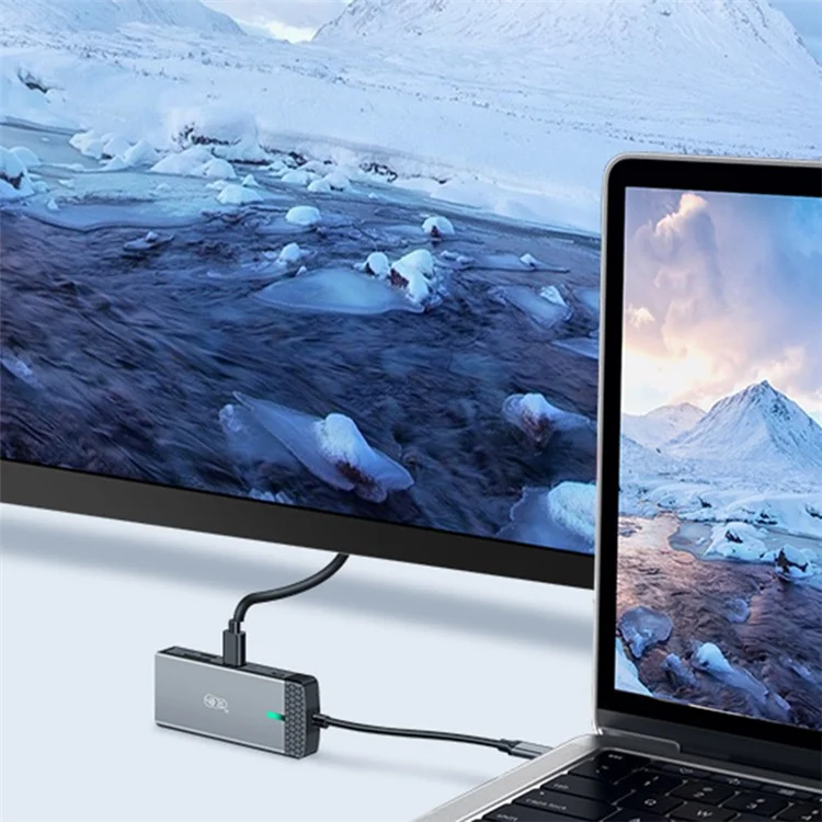 KAWAU H352 15cm Type-C Hub Adattatore USB-C Stazione di Aggancio con HD+2 USB3.0+Type-C+PD3.0+Porte SD/TF