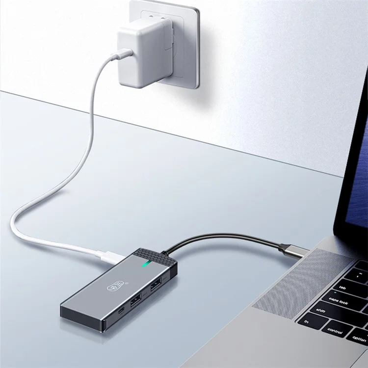 KAWAU H352 Adaptador de Cubo de 15cm Tipo-c Usb-c Docking Station Com HD+2 Usb3.0+tipo C+pd3.0+sd / Portas TF