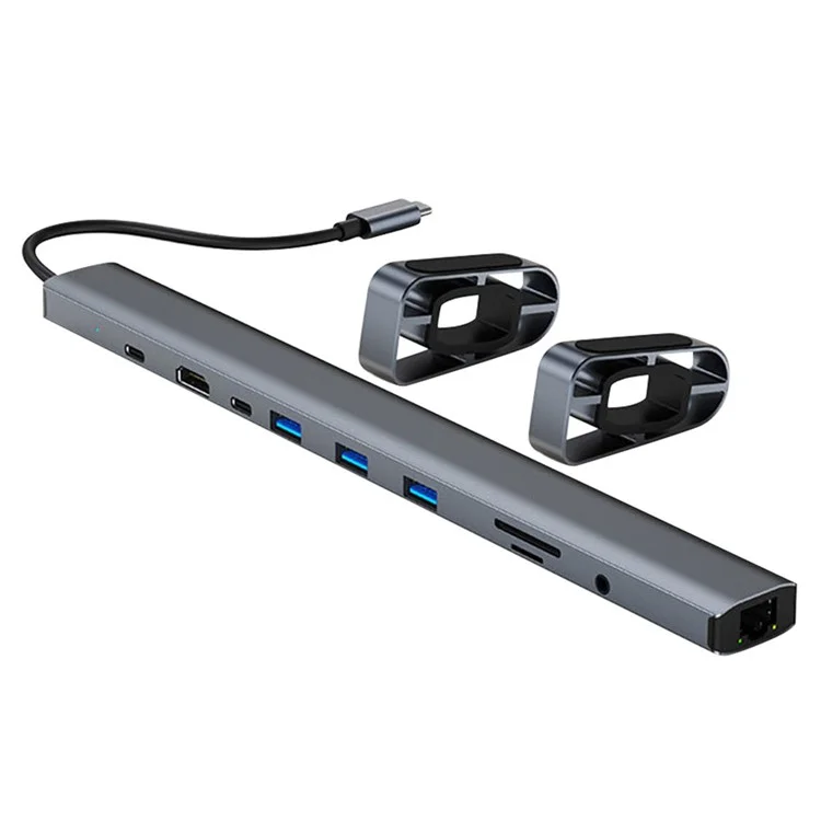 2212 10-в-1 Type-C док-станция с кронштейнами Многопортовый USB-C концентратор-адаптер с поддержкой HD+USB3.0*3+RJ45+PD