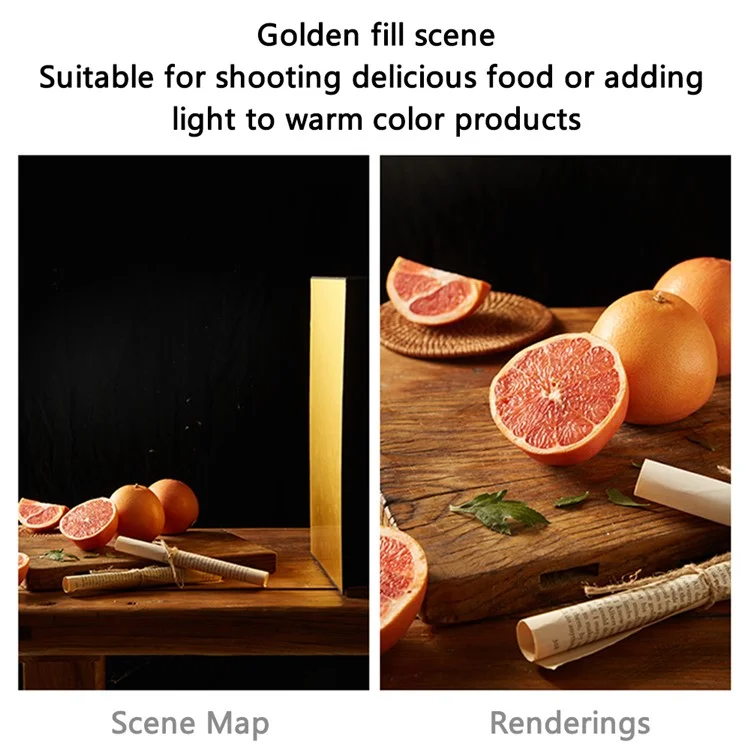 4 in 1 A3 Light Reflector Photography Cardboard Diffuser Folding Board for Product Food Props Jewelry Still Life Shooting - Gold Backside