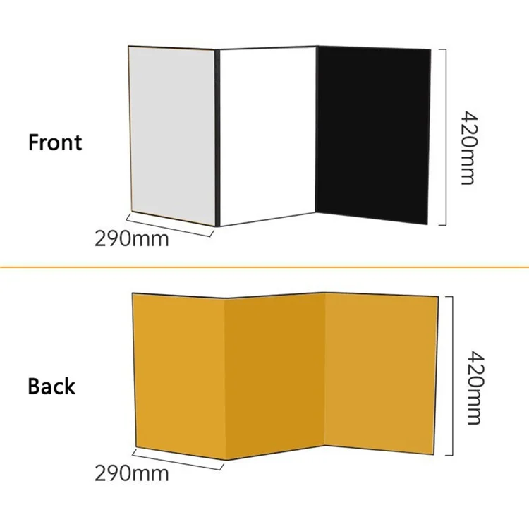 4 in 1 A3 Light Reflector Photography Cardboard Diffuser Folding Board for Product Food Props Jewelry Still Life Shooting - Gold Backside