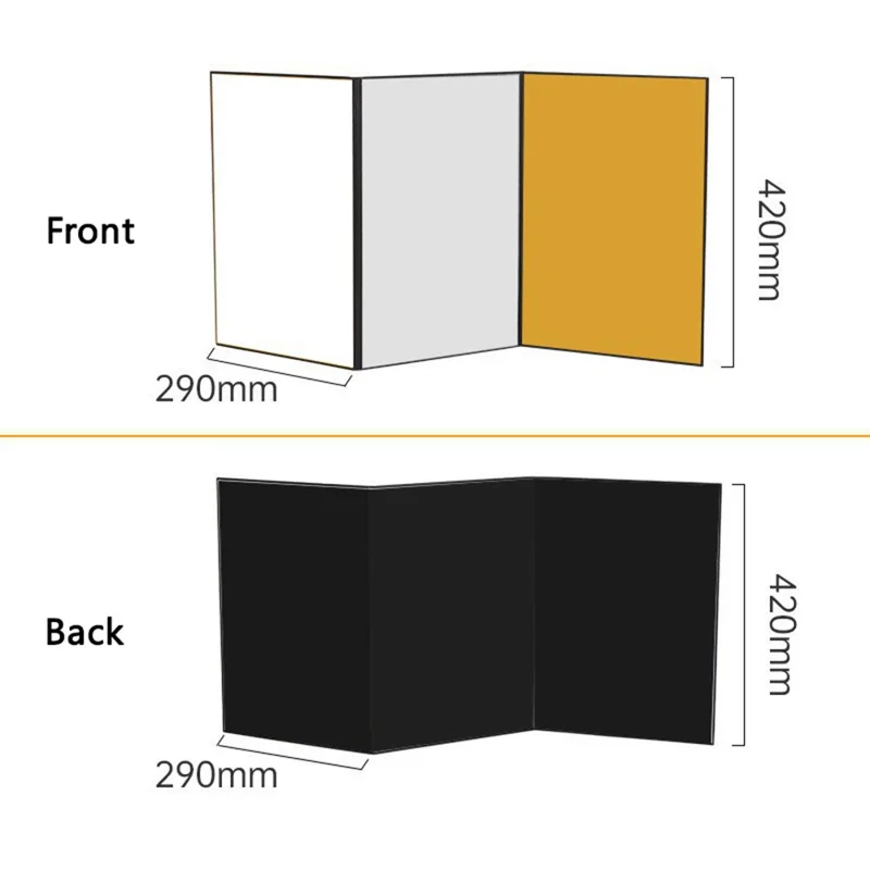 4 w 1, odbłyśnik światła A3, kartonowy dyfuzor do fotografii, składana tarcza do produktu, jedzenia, rekwizytów, biżuterii, nadająca się do ujęć martwej natury - czarna strona tylna