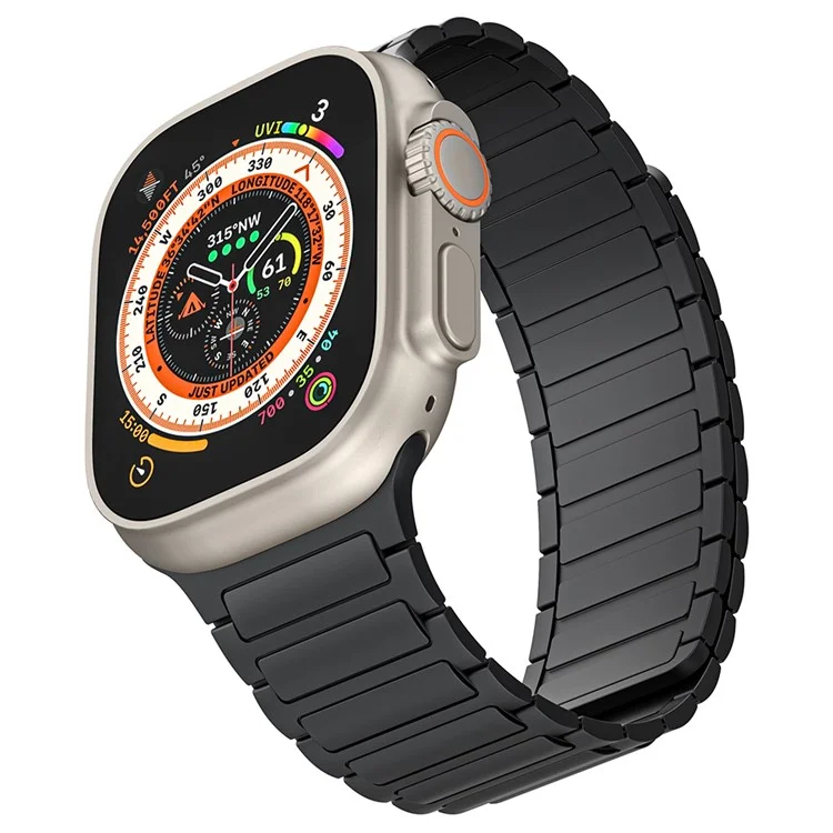 Per Apple Watch 10 46mm / Ultra 2 / Ultra 49mm / 9 8 7 45mm / SE (2023) SE (2022) SE 6 5 4 44mm / 3 2 1 42mm Magnetic Silicone Watch Band - Nero