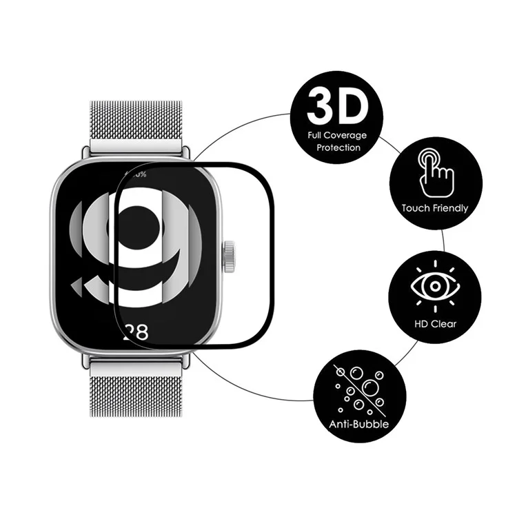 ENKAY HAT PRINCE 5Pcs Per Xiaomi Redmi Watch 4 Protettore dello Schermo Chiaro 3D Curvo Bordo in PC+PMMA Pellicola Protettiva per Orologio