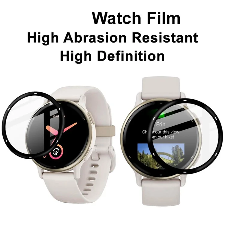 IMAK Pour Garmin vivoactive 5 Protecteur d'écran Transparent PMMA Film de montre Anti-rayures Bordure noire