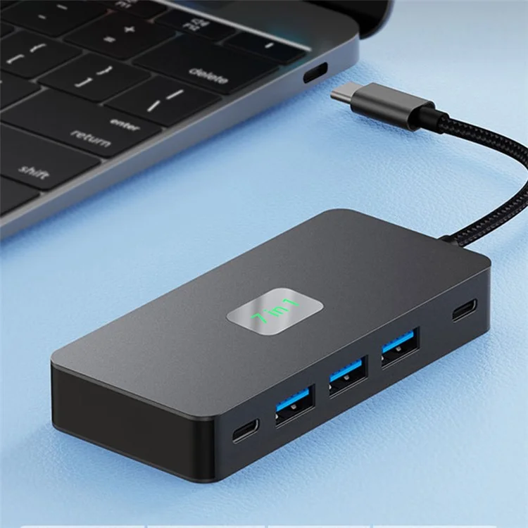 2312 Type-C Adapter Hub to PD 100W+2xHD Video Output+3xUSB 3.0+USB-C