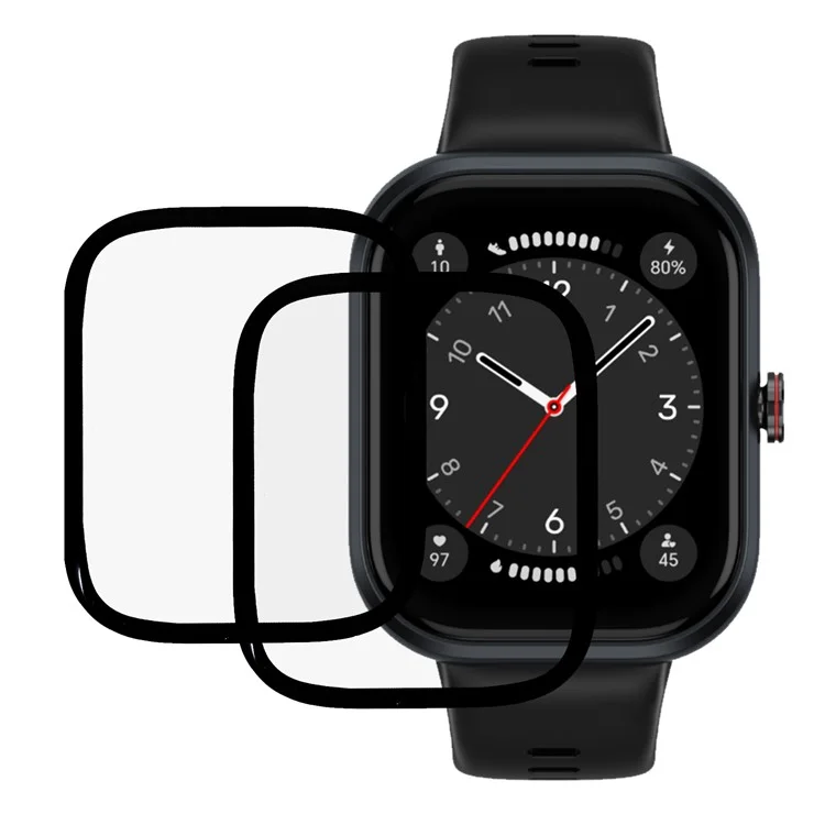 2 unidades / paquete para la selección de honor Haylou Protector de pantalla de reloj PMMA de alta definición Película de reloj (borde negro)