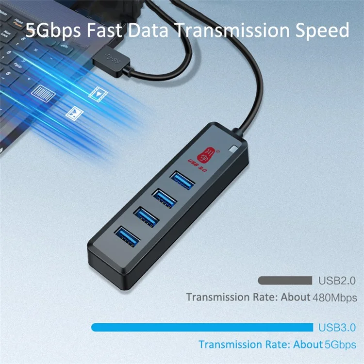 KAWAU H302S 60CM Cable USB Data Adapter Charging Dock Hub with 4xUSB 3.0 Ports