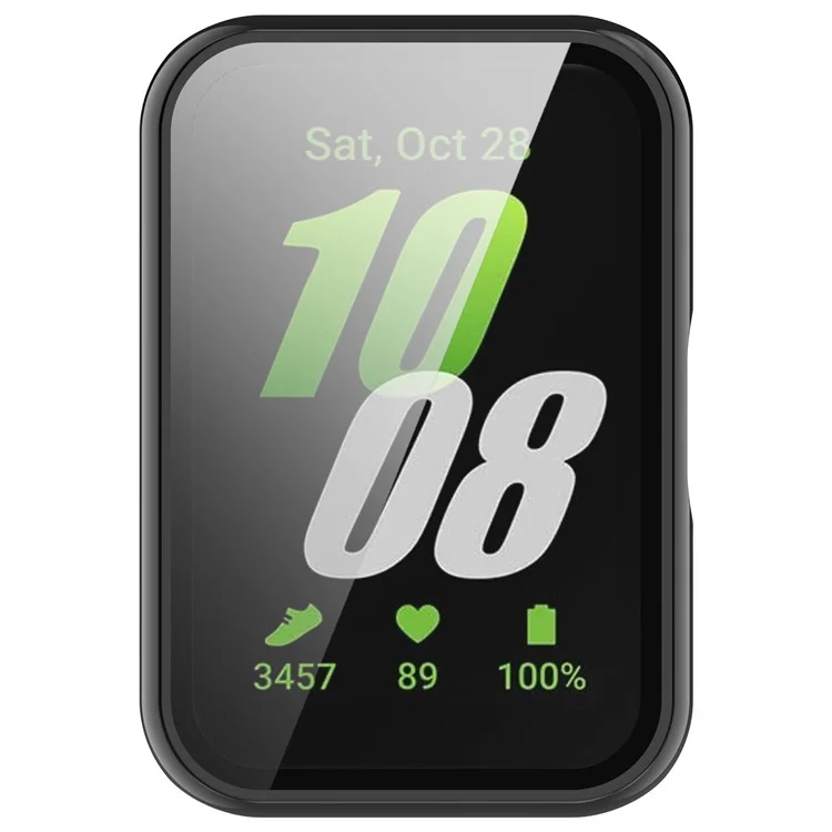 Для Samsung Galaxy Fit3 (SM-R390) Чехол с закаленным стеклянным экраном Протектор Полное покрытие Hard PC Чехол для часов - Глянцевый черный
