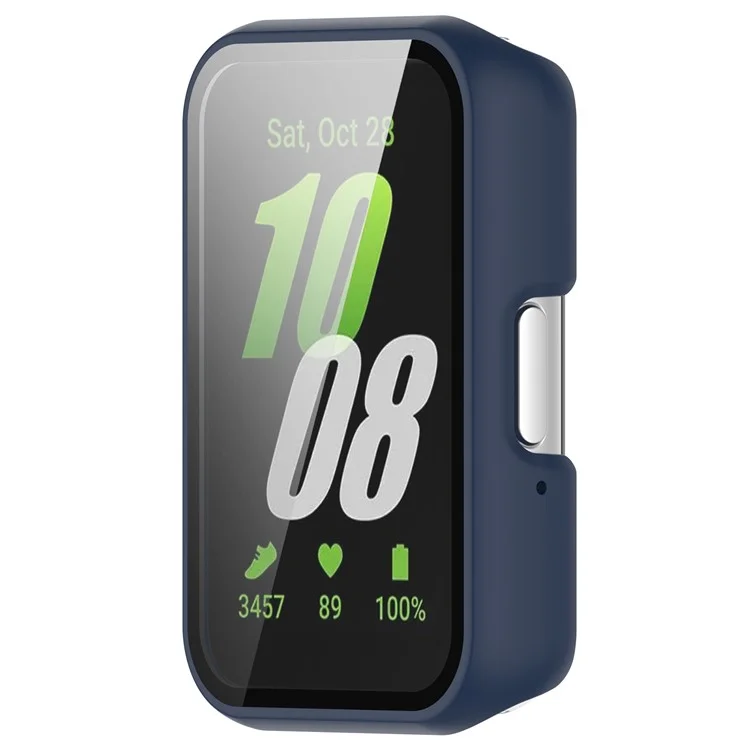 For Samsung Galaxy Fit3 (SM-R390) Case with Tempered Glass Screen Protector Full Coverage Hard PC Watch Cover - Matte Midnight Blue