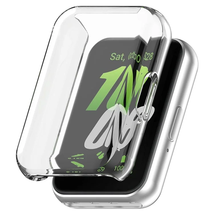 For Samsung Galaxy Fit3 Watch Frame Case Electroplating Fully Wrapped TPU Watch Cover - Transparent