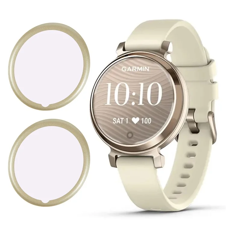2 unidades / paquete para protector de pantalla Garmin Lily 2 Purple Light PMMA Clear Watch Film - Borde dorado