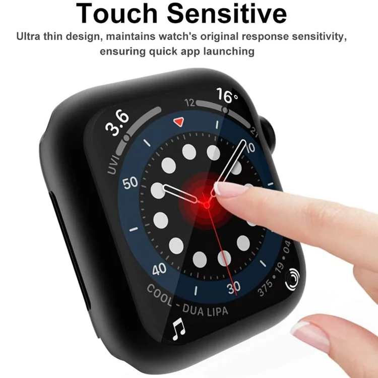 Pour Apple Watch SE (2022) / SE / 6 / 5 / 4 44mm Soft TPU Case Electroplating Watch Case Cover with Screen Protector - Noir