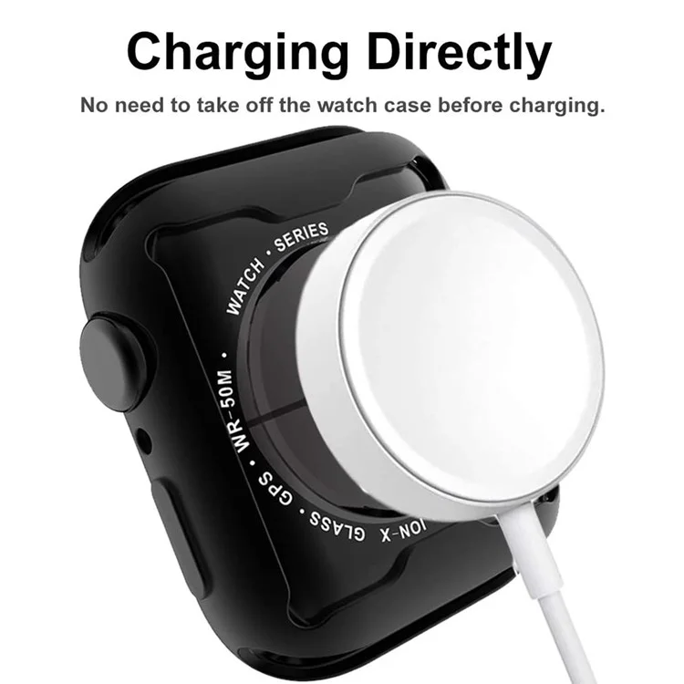 Pour Apple Watch SE (2022) / SE / 6 / 5 / 4 44mm Soft TPU Case Electroplating Watch Case Cover with Screen Protector - Noir