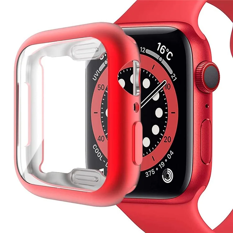 For Apple Watch Series 3 / 2 / 1 38mm Case Electroplating TPU Watch Cover with Screen Protector - Red