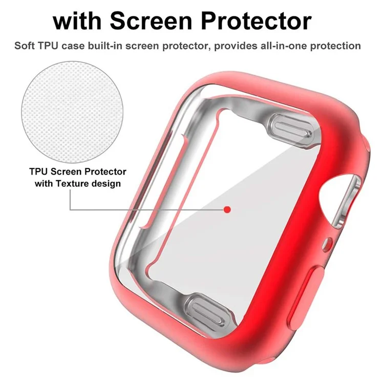 For Apple Watch Series 3 / 2 / 1 38mm Case Electroplating TPU Watch Cover with Screen Protector - Red