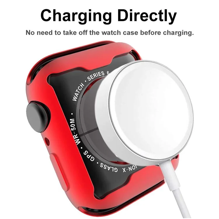 For Apple Watch Series 3 / 2 / 1 38mm Case Electroplating TPU Watch Cover with Screen Protector - Red