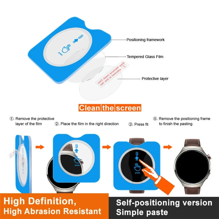 IMAK Pour Samsung Galaxy Watch4 40mm Protecteur d'écran en verre trempé transparent avec kit d'alignement
