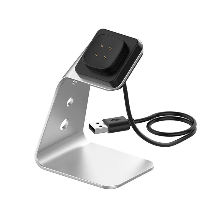 Aluminium Allial Magnétique USB de Charge de Charge Station de Base Avec un Câble USB de 1,5 m Pour Fitbit Sense / Versa 3 - Argent