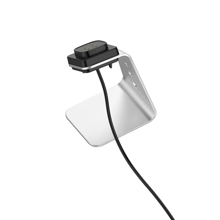 Estación Base de Soporte de Carga USB de Aleación de Aluminio Con Cable USB de 1,5 m Para Fitbit Sense/Versa 3 - Plata