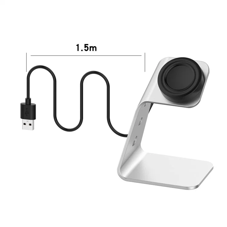 Aleación de Aluminio USB Carging Docket Carging Cunsing Stand Para Samsung Galaxy Watch 46mm/S3 Series/S2 Serie Smart Watch - Plata