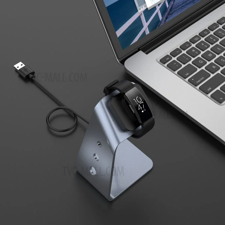 Supporto di ricarica dock per caricabatterie in lega di alluminio per Fitbit Inspire/Inspire HR/Ace2 Smart Bracelet - Grigio