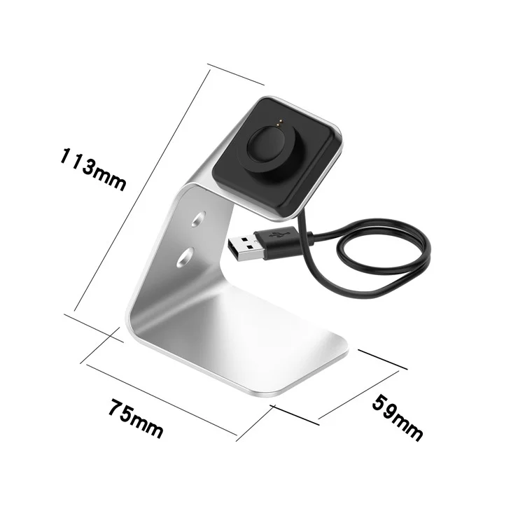 Smartwatch Aluminum Aluman Charging Stand Desktop Mount Com Cabo de 1,5m Para Fóssil Gen5/Gen 4 - Prata