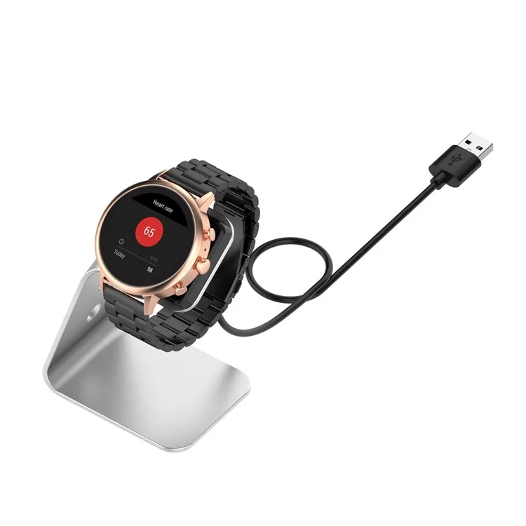 Smartwatch Aluminum Aluman Charging Stand Desktop Mount Com Cabo de 1,5m Para Fóssil Gen5/Gen 4 - Prata