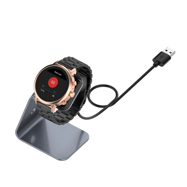 Smartwatch Aluminum Aluman Charging Stand Desktop Mount Com Cabo de 1,5m Para Fóssil Gen5/Gen 4 - Cinza