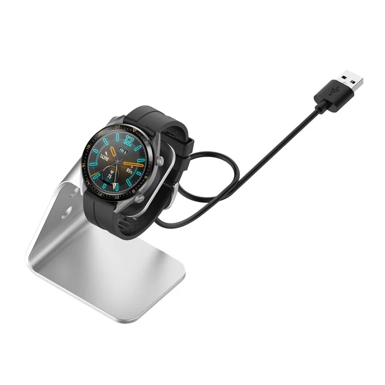 Base de Estação do Suporte do Suporte do Carregador do Berço Com 1,5 m de Cabo USB Para Huawei Watch GT/GT 2e/gt 2 (42mm/46mm)/Honor Watch GS Pro/Honor Magic/Honor Magic Watch 2 (42mm/46mm)/Honor Watch Dream - Prata